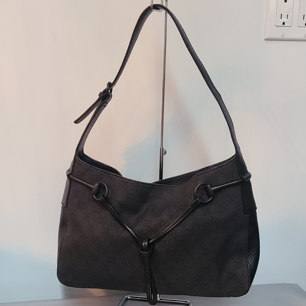 Gucci GG Canvas Horsebit Shoulder Bag